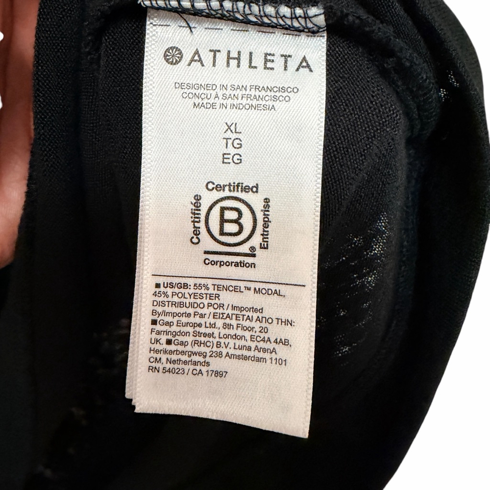 Athleta Black Modal Blend Boxy Tee XL Short Sleeve Relaxed Fit Lightweight - Picture 3 of 11